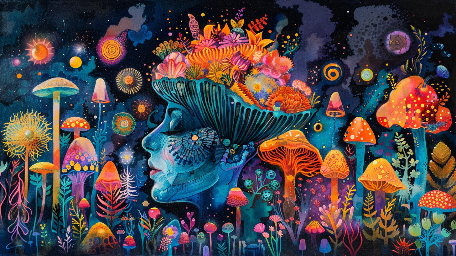 Magic mushrooms and psychedelic art